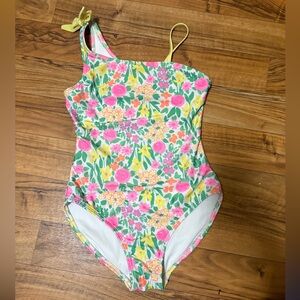 Cat & Jack Pink and Yellow Floral Kids Swim One Piece